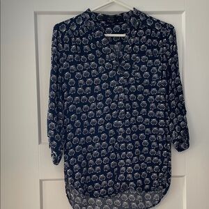 Fun 2 Fun Navy and White Patterned Blouse